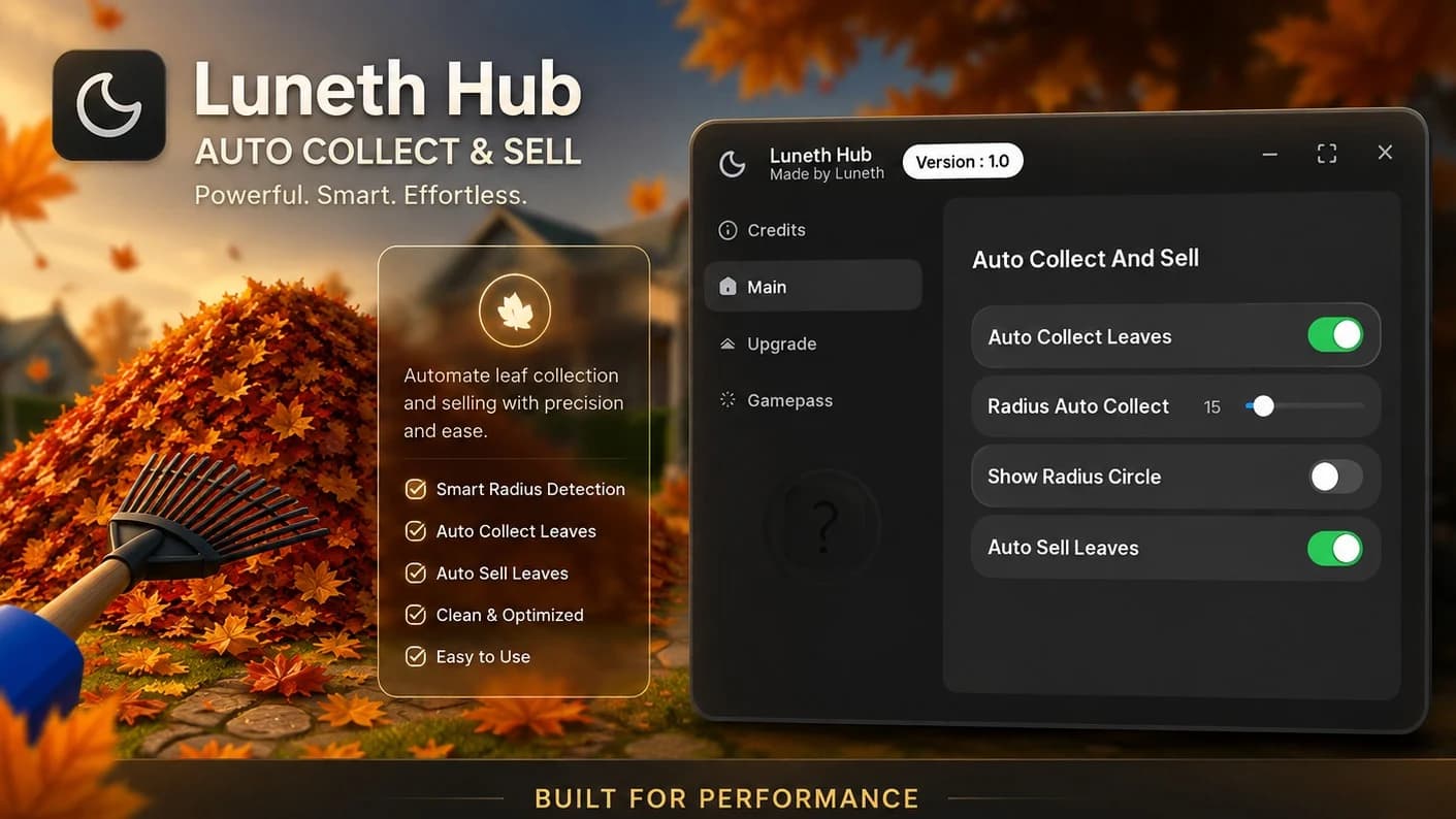 Auto Collect Leaves - Free Gamepass ll LunethHub