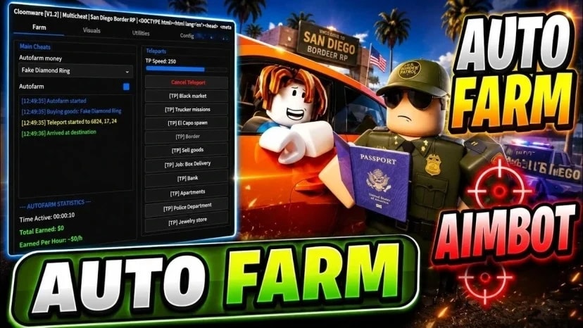 Auto Farm, Aimbot, Car Fly, Vehicle Spawn + 25 Features