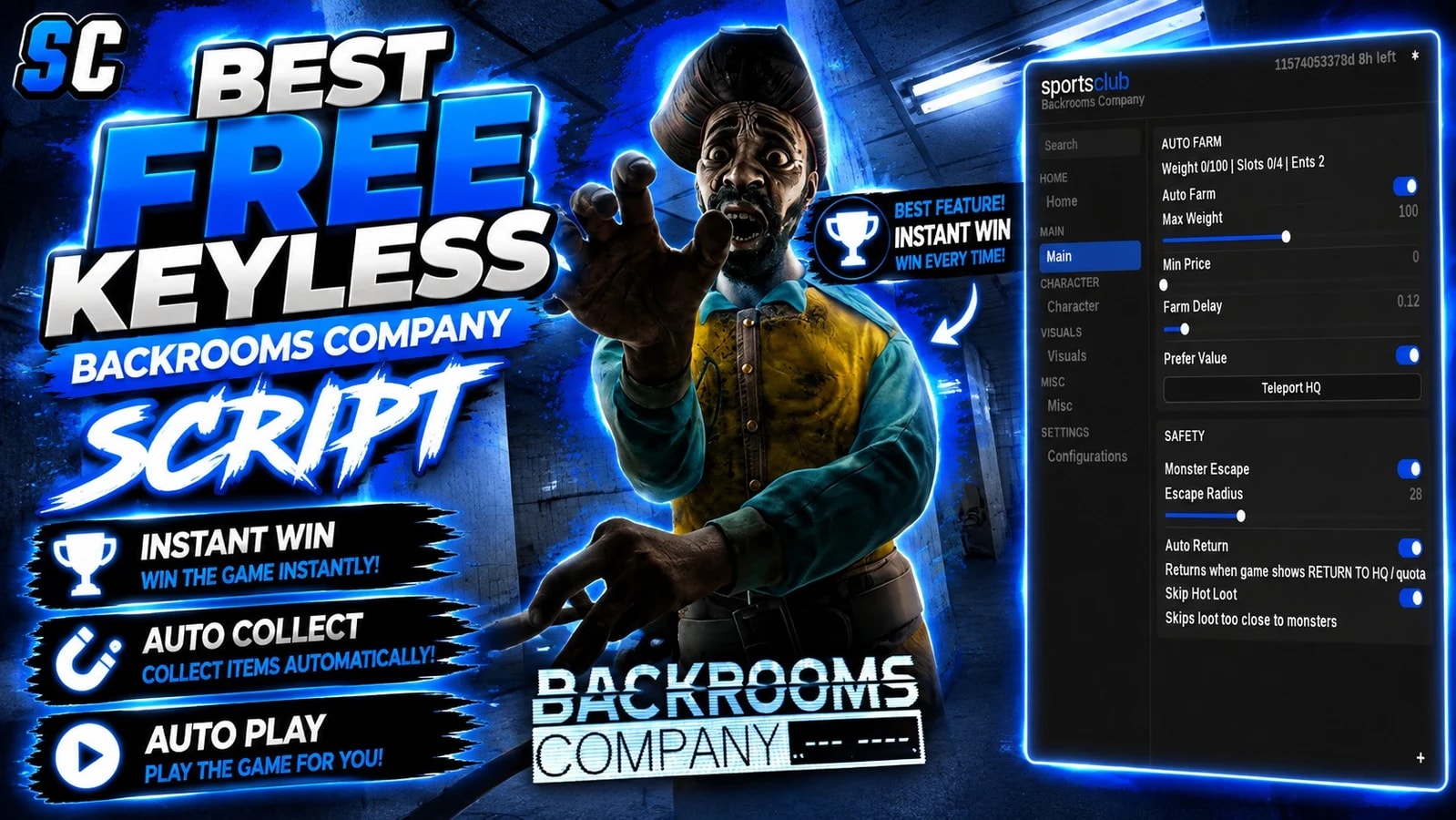 Free Backrooms Company Script | Instant Win, Auto Play