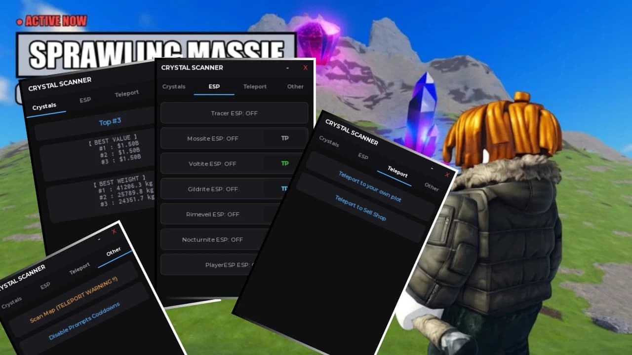 Top Crystal Teleport, Boulders Esp, Teleport, ProximityPromp
