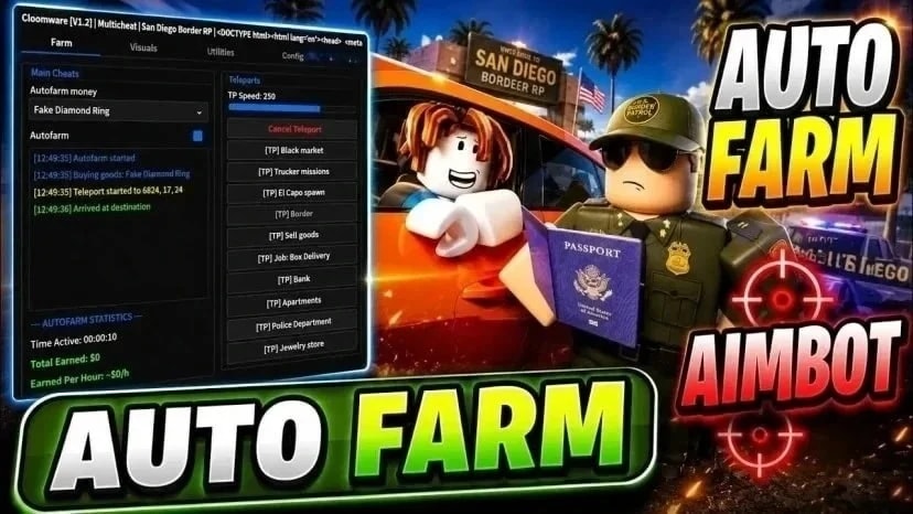 Auto Farm, Aimbot, Car Fly, Vehicle Spawn + 25 Features