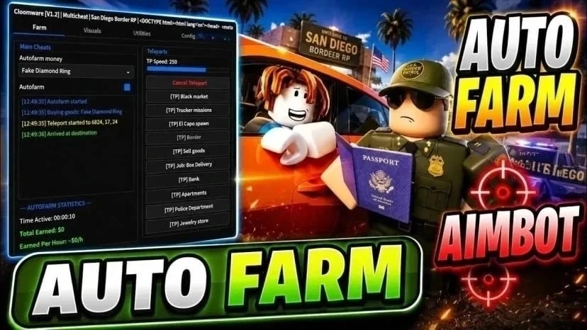 Auto Farm, Aimbot, Car Fly, Vehicle Spawn + 25 Features