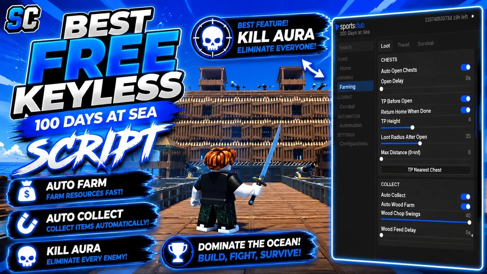 Free 100 Days At Sea Script | Auto Farm, Godmode, Kill Aura