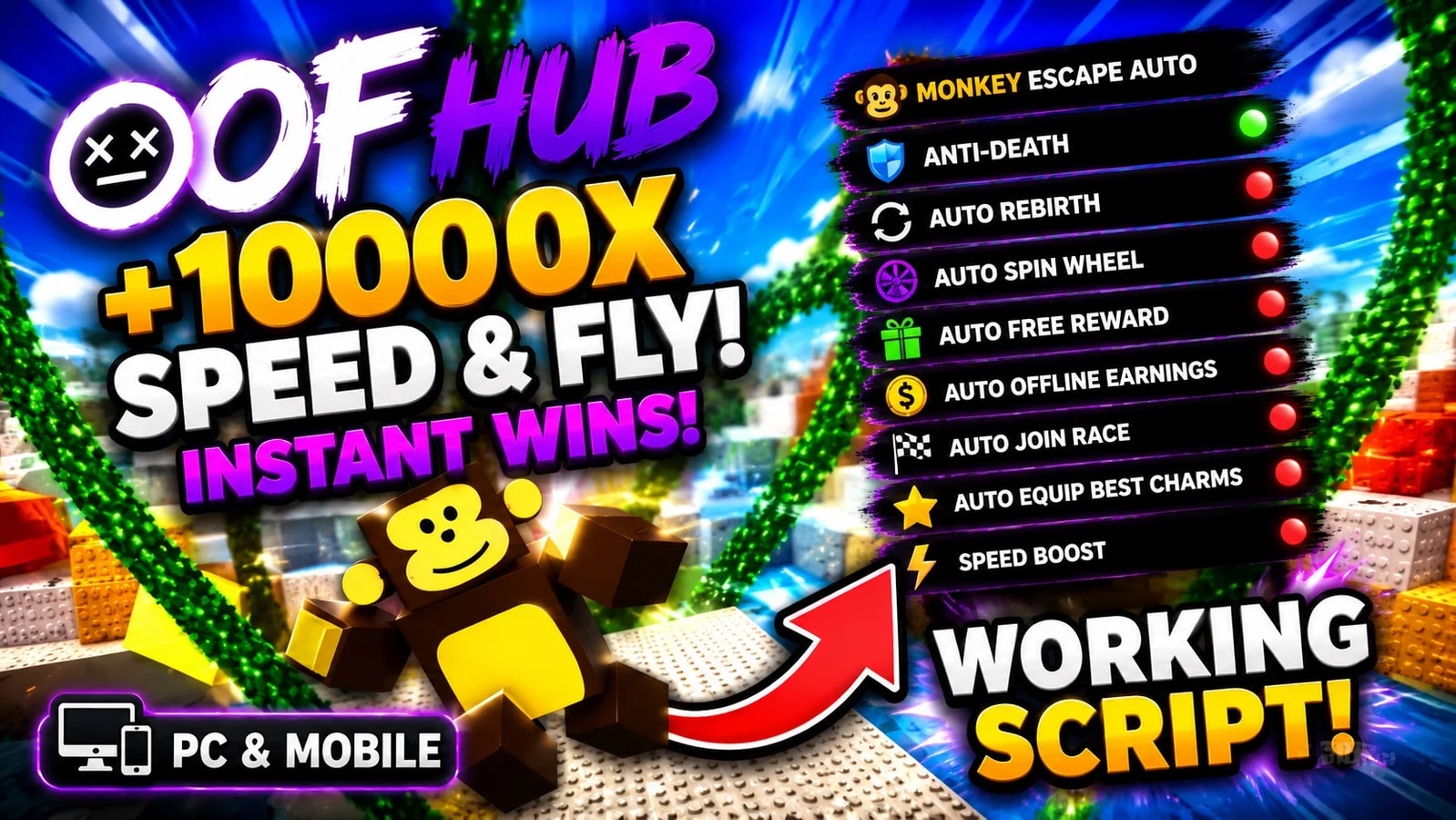 +1 Speed Monkey Escape SCRIPT AUTO WINS AUTO RUN