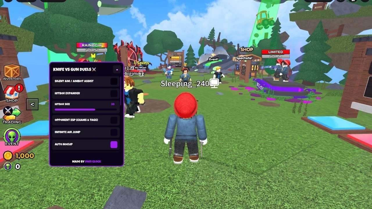 Silent Aim, Hitbox Expander, Opponent ESP, Infinite Air Jump