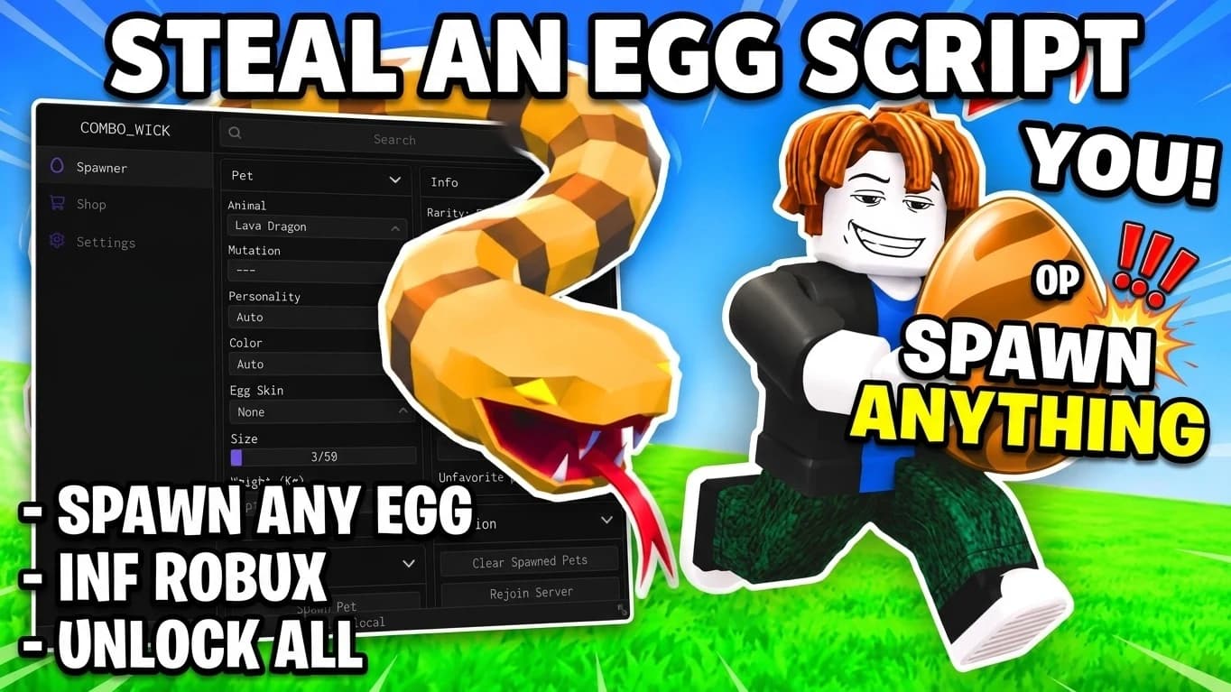 Spawn ANY Pet & Egg, Inf Robux, Unlock All