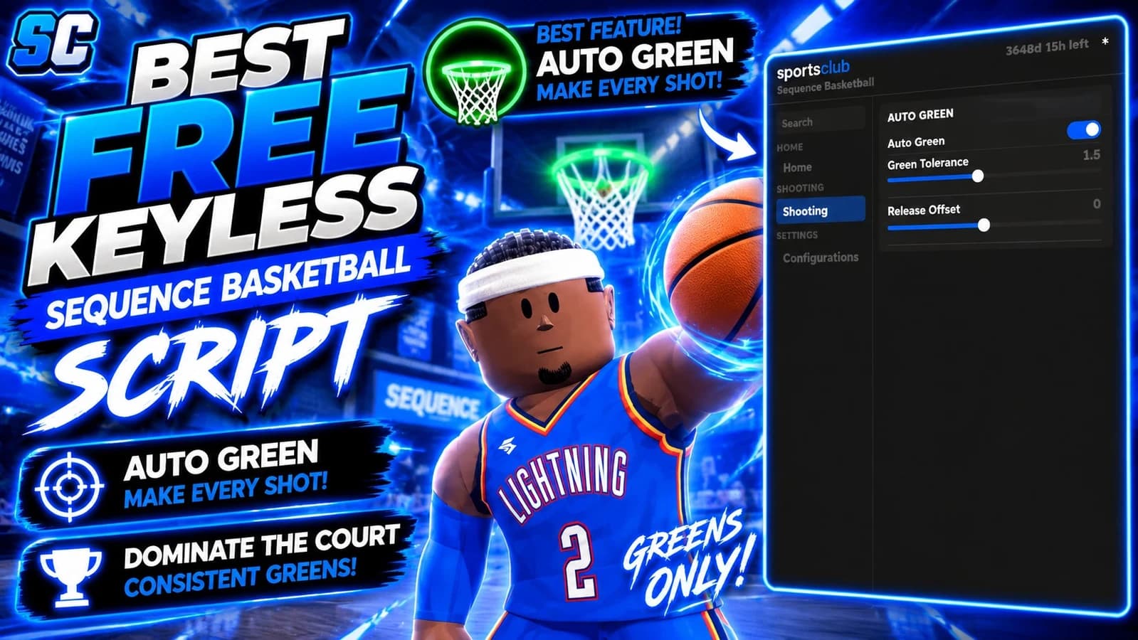 Free Sequence Basketball Auto Green