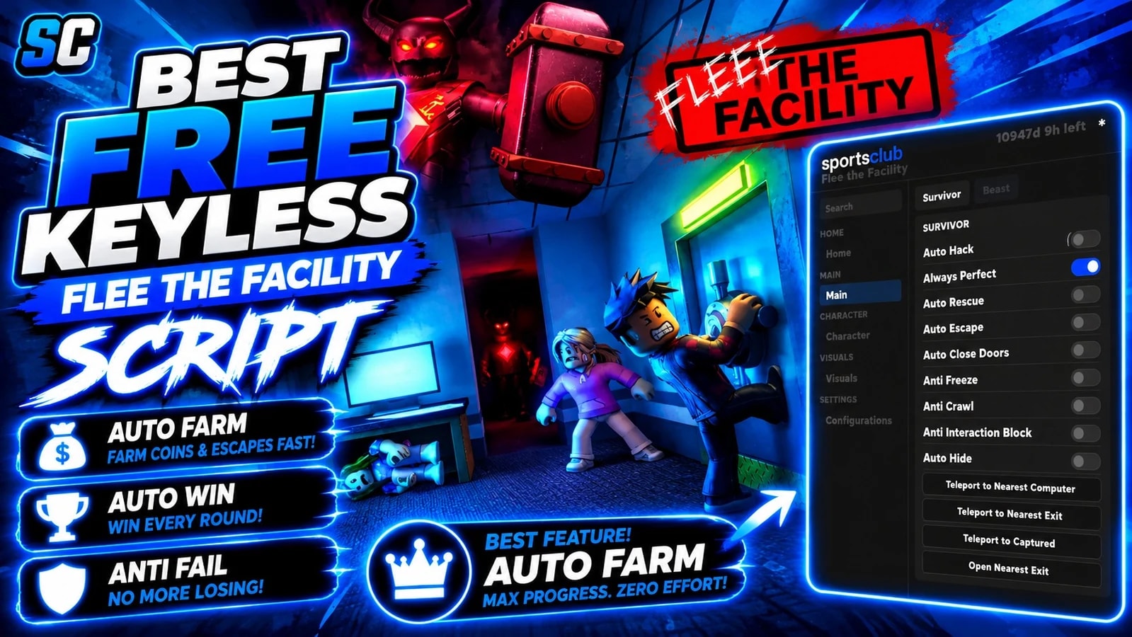 Free Flee The Facility Script | Auto Hack, Auto Escape