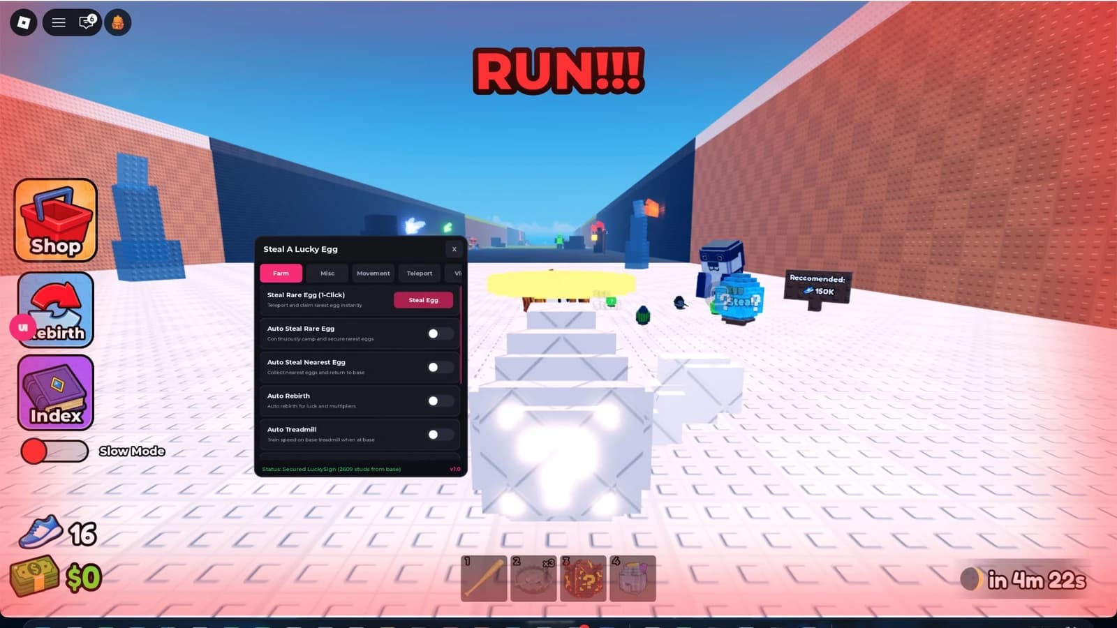 Steal Rare Egg, Auto Treadmil, Egg ESP, Speed Boost & More.