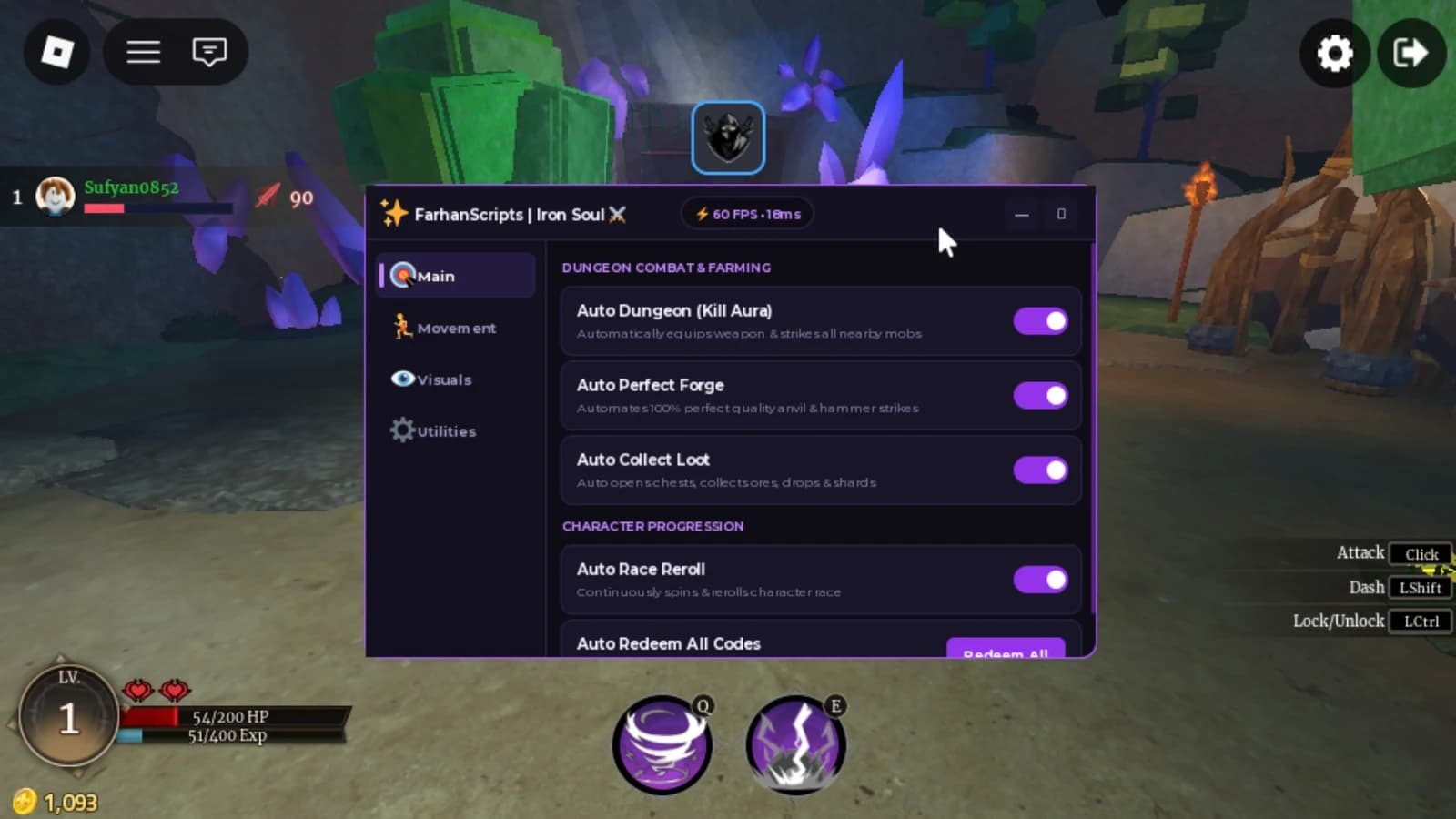 Auto Dungeon Kill Aura, Auto Perfect Forge & More