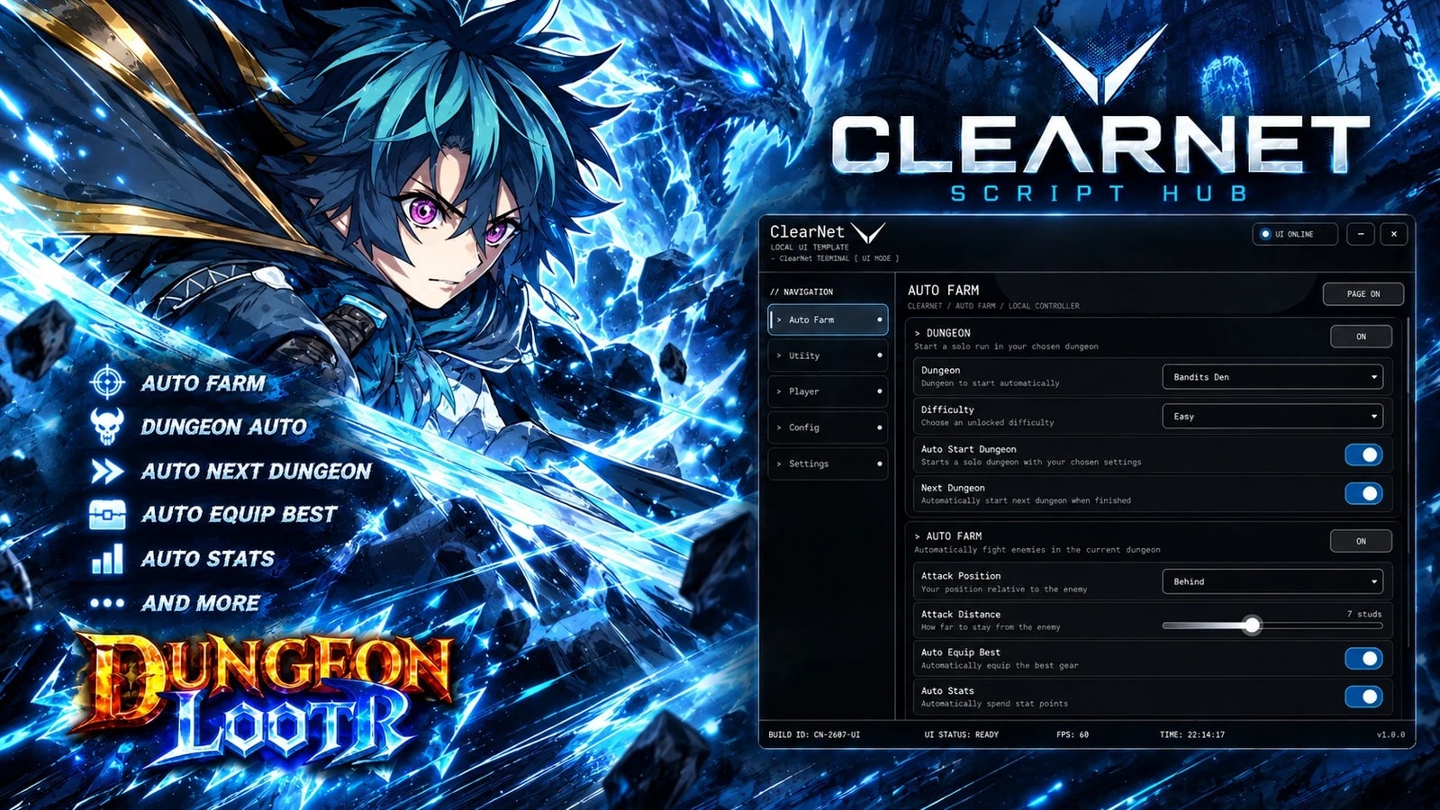 ClearNet ┃OP Auto Dungeon Auto Next Dungeon ┃ Description