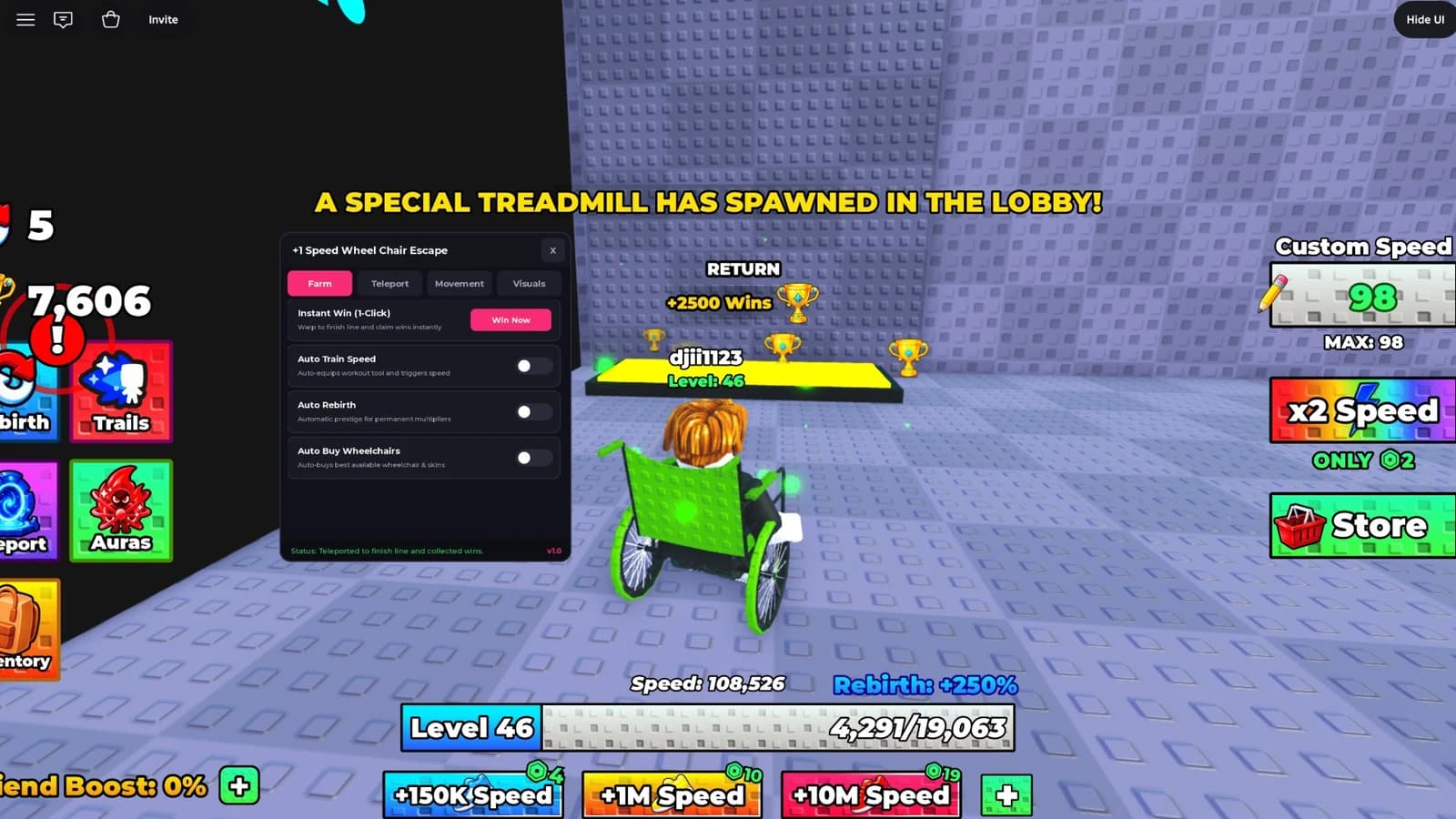 Instant Win, Auto Train, Teleport, Fly Mode & More.
