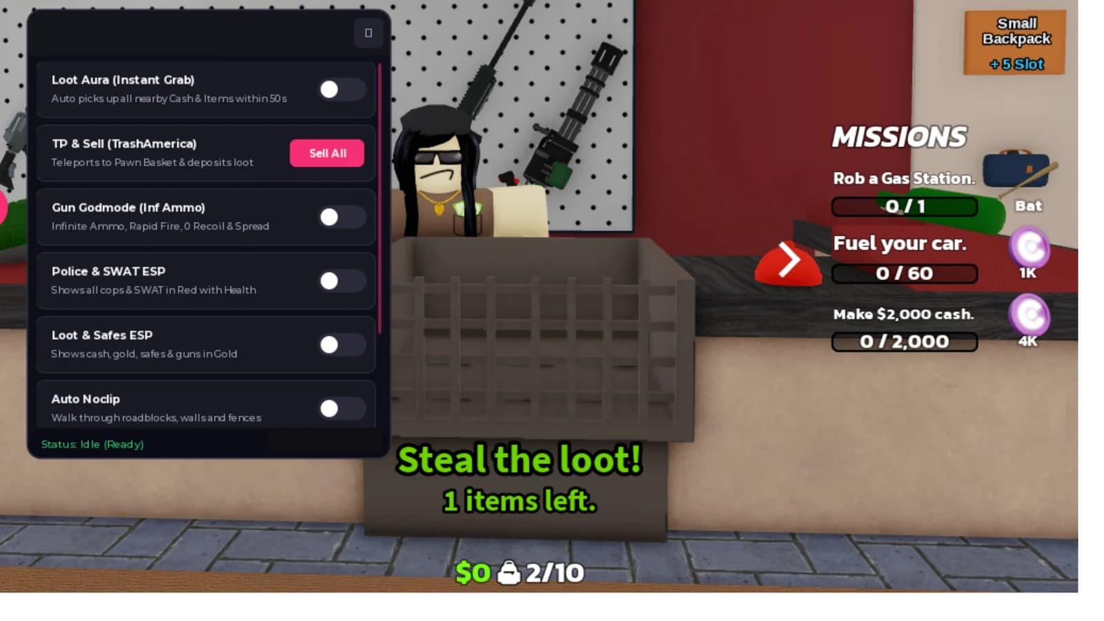1 click to TrashAmerica, Gun Godmode, Police ESP, Loot ESP..