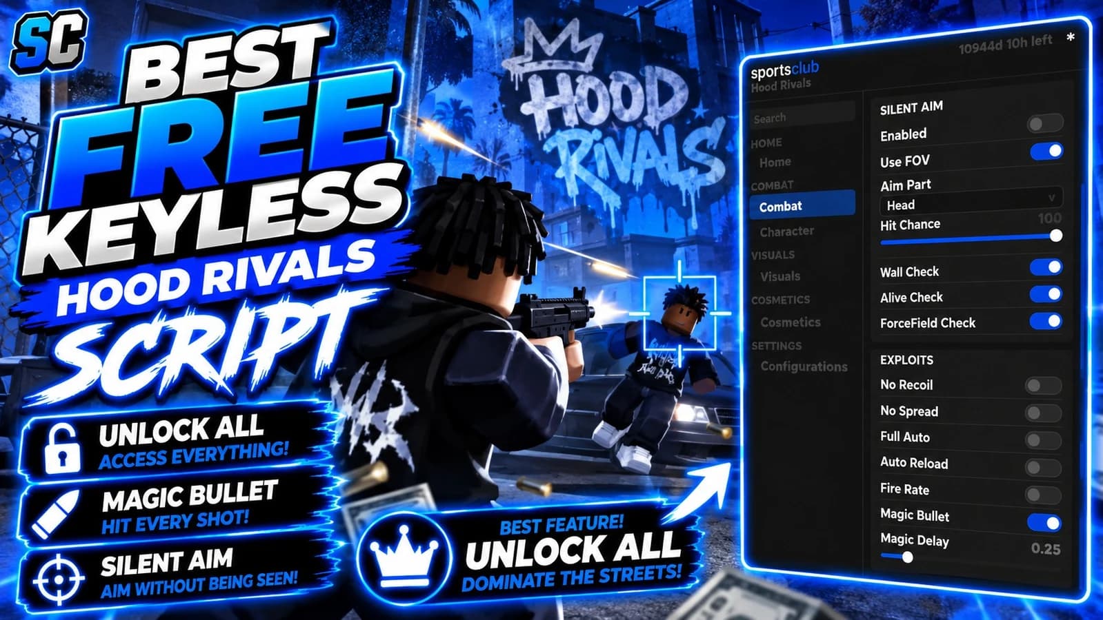 Free Hood Rivals Script | Unlock All, Magic Bullet, Aimbot