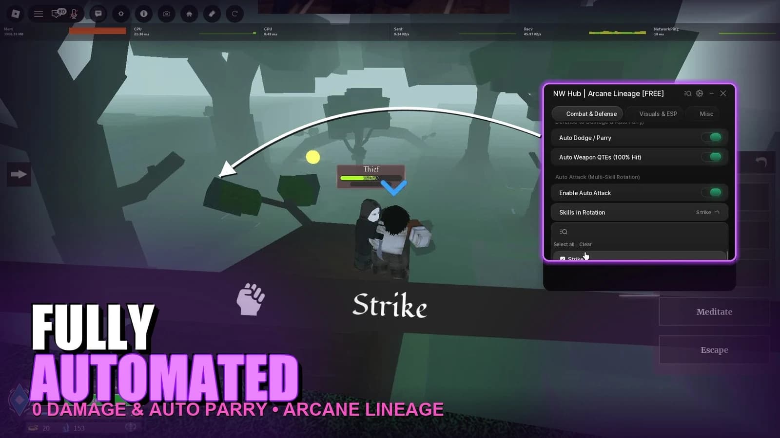 NW Hub |Arcane Lineage: Auto Dodge, Auto QTE, Fly & Full ESP