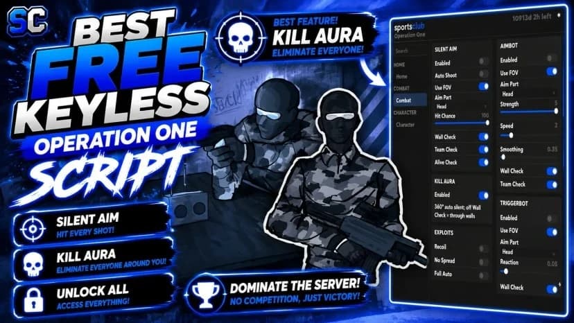Free Operation One Script | Kill Aura, Silent Aim, All Skins