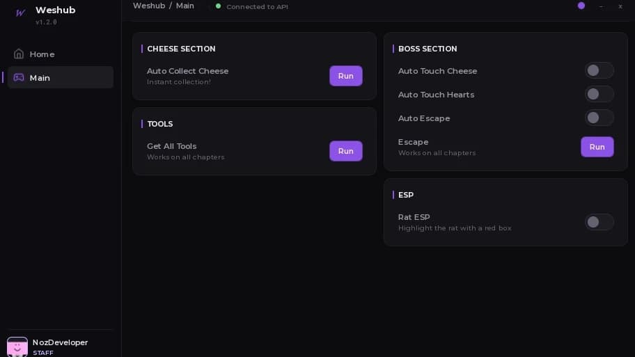 Weshub cheese escape script