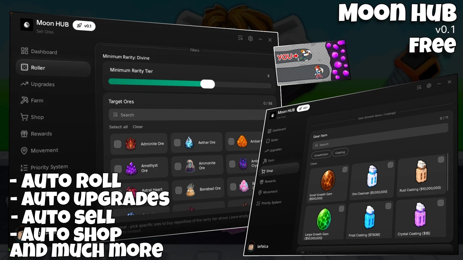 Moon Hub - Auto Roll, lucky block, gear and much more!!!