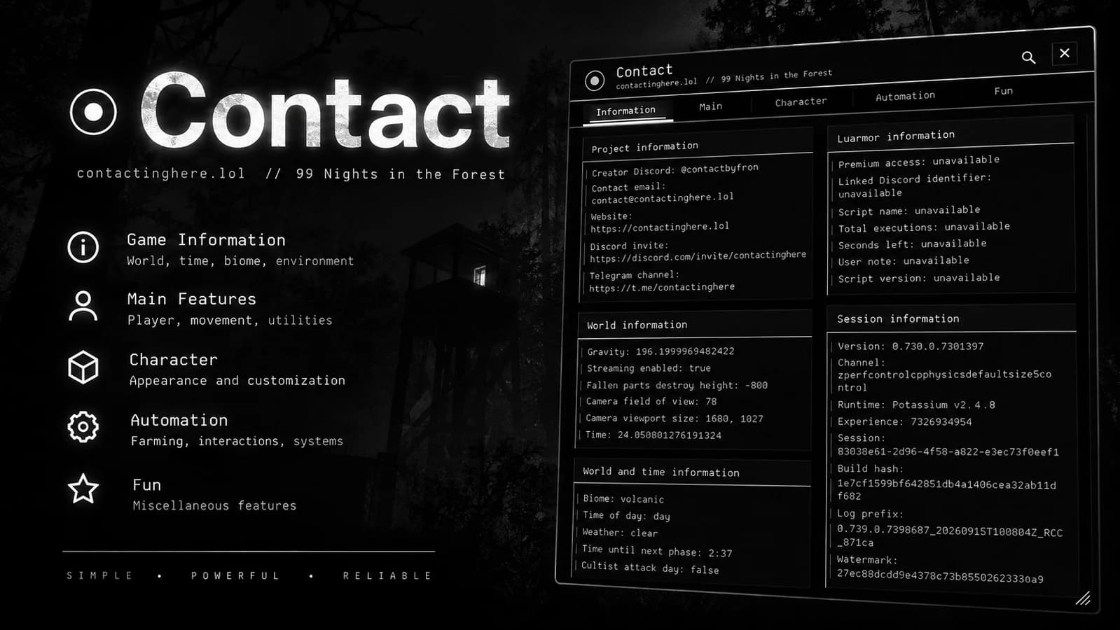 Contact - delete map, kick players, ban players, freeze...