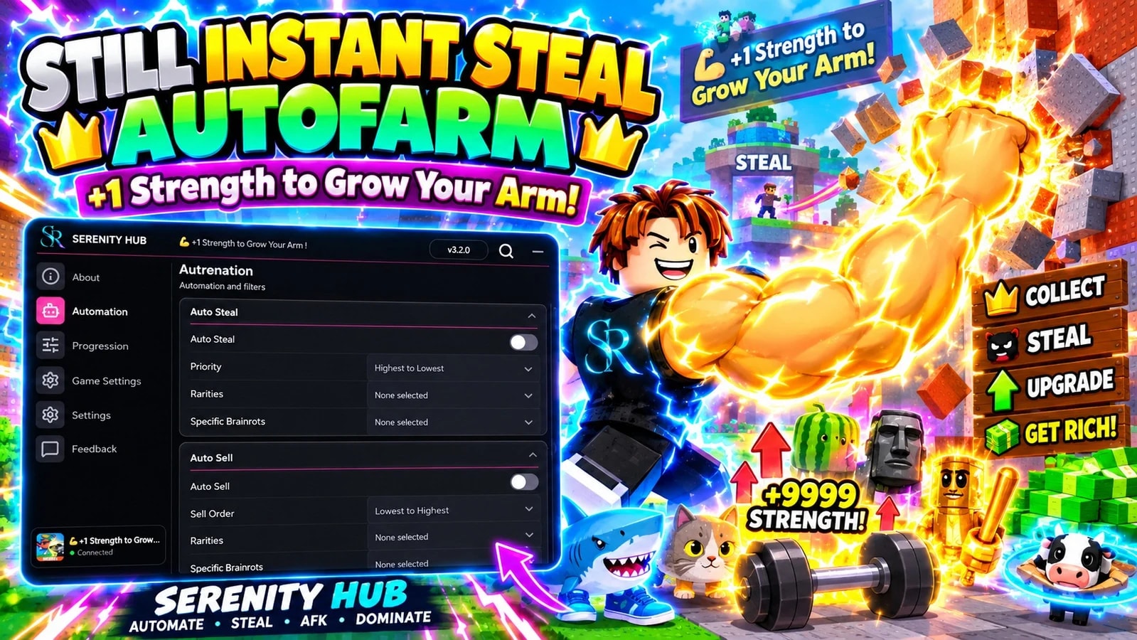 KEYLESS🔥 +1 Strength to grow your arm! | INSTANT STEAL,MORE