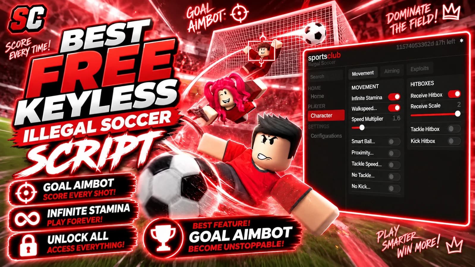 Free Illegal Soccer Script | Goal Aimbot, Unlock All, Speed