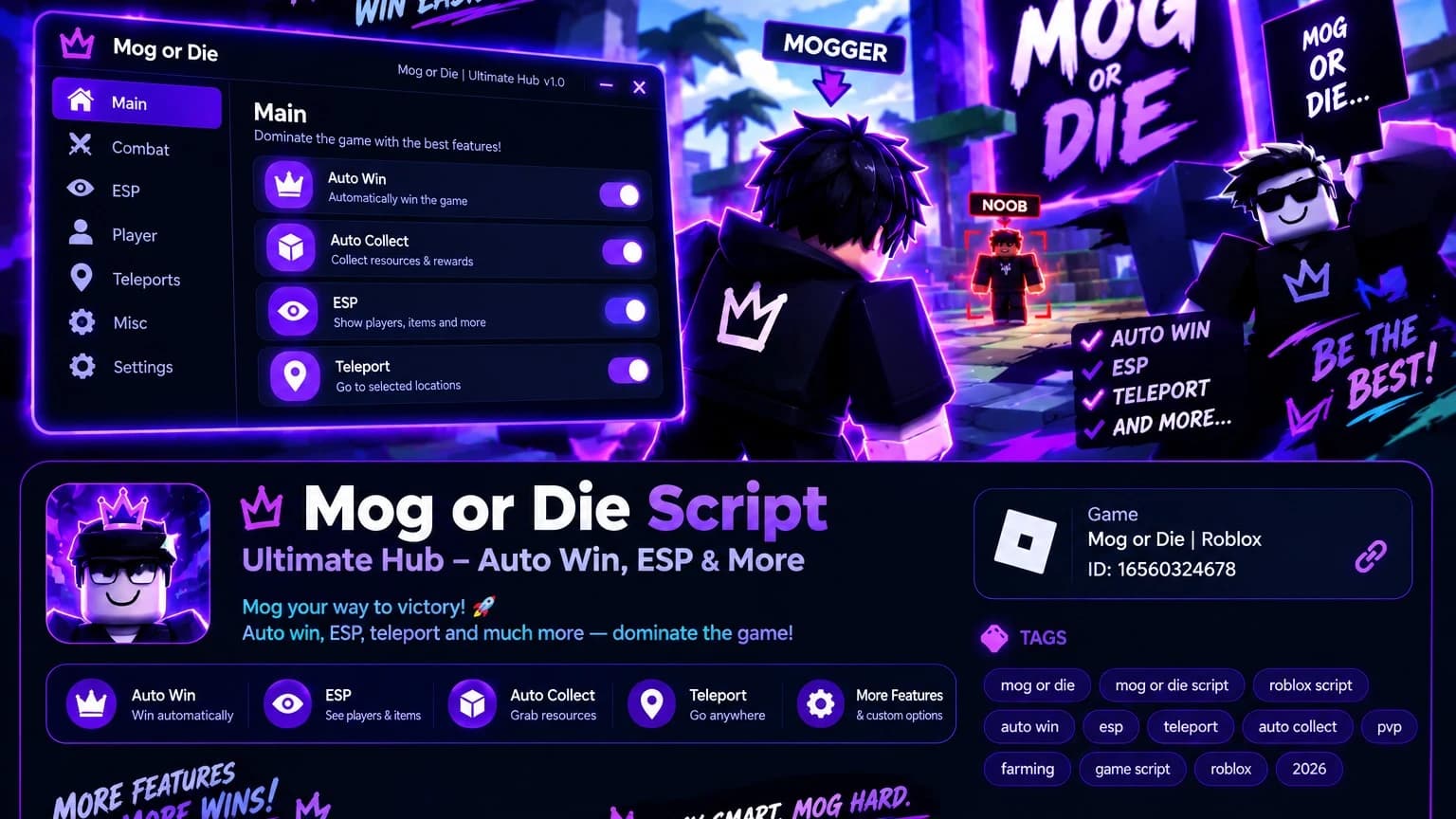 Mog or Die Script | Ultimate Hub – Auto Win, ESP & More