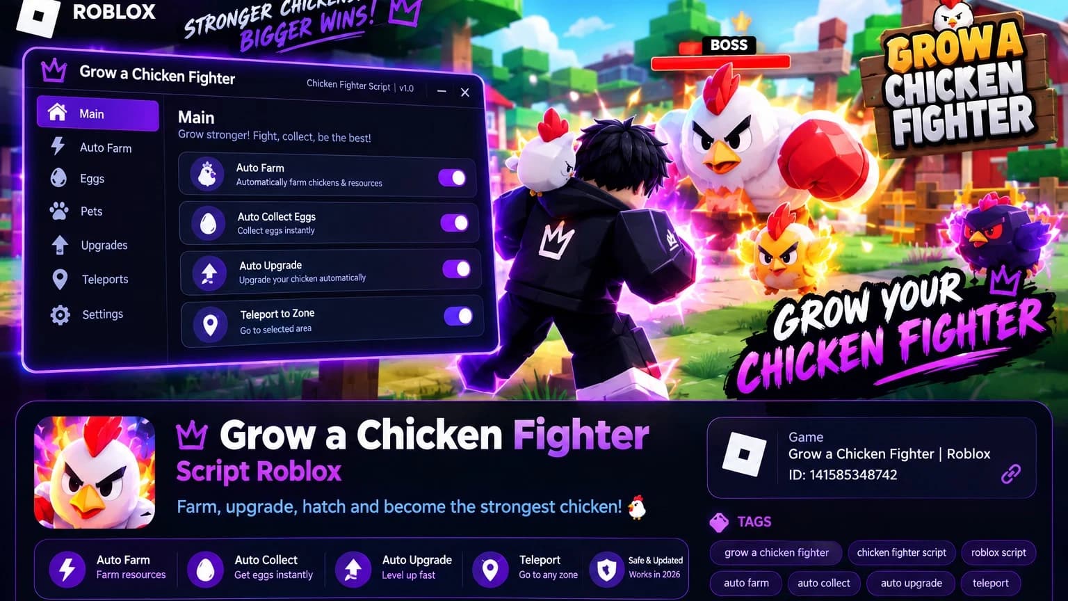 Grow a Chicken Fighter Script | Auto Farm, Eggs & Upgrades