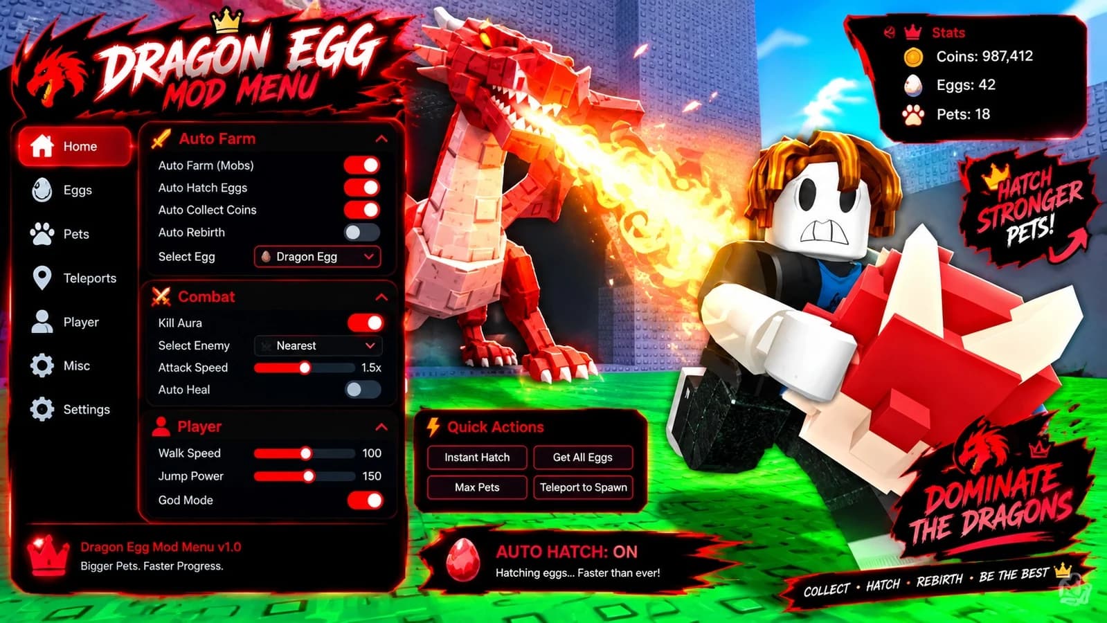 Auto Steal Eggs, Auto Hatch Eggs, Auto Mutations