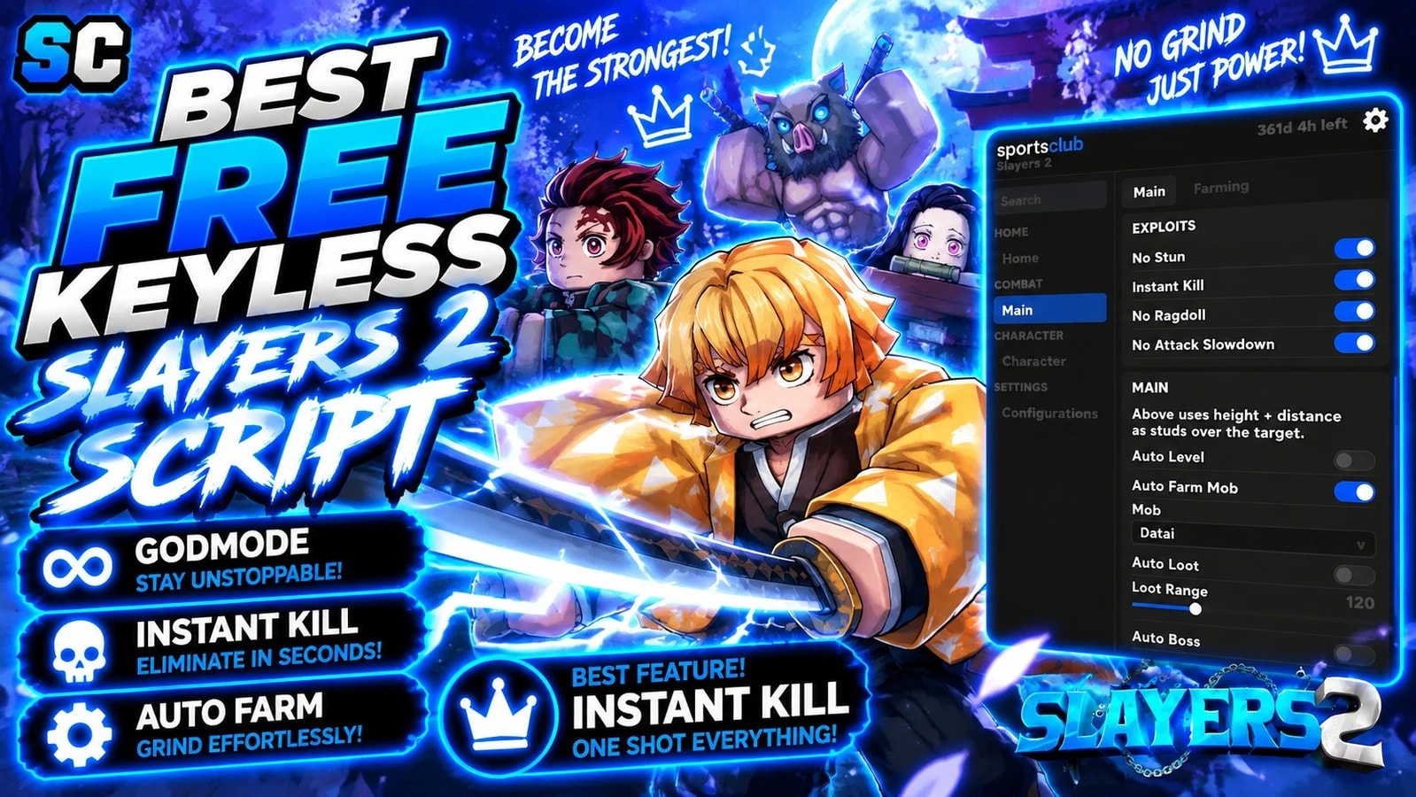 Free Slayers 2 Script | InstantKill, Auto Rollback, Autofarm