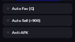 AUTO SELL, ANTI AFK, AUTO FAV UNKNOWN, MYTHIC, ANOMALY FISH