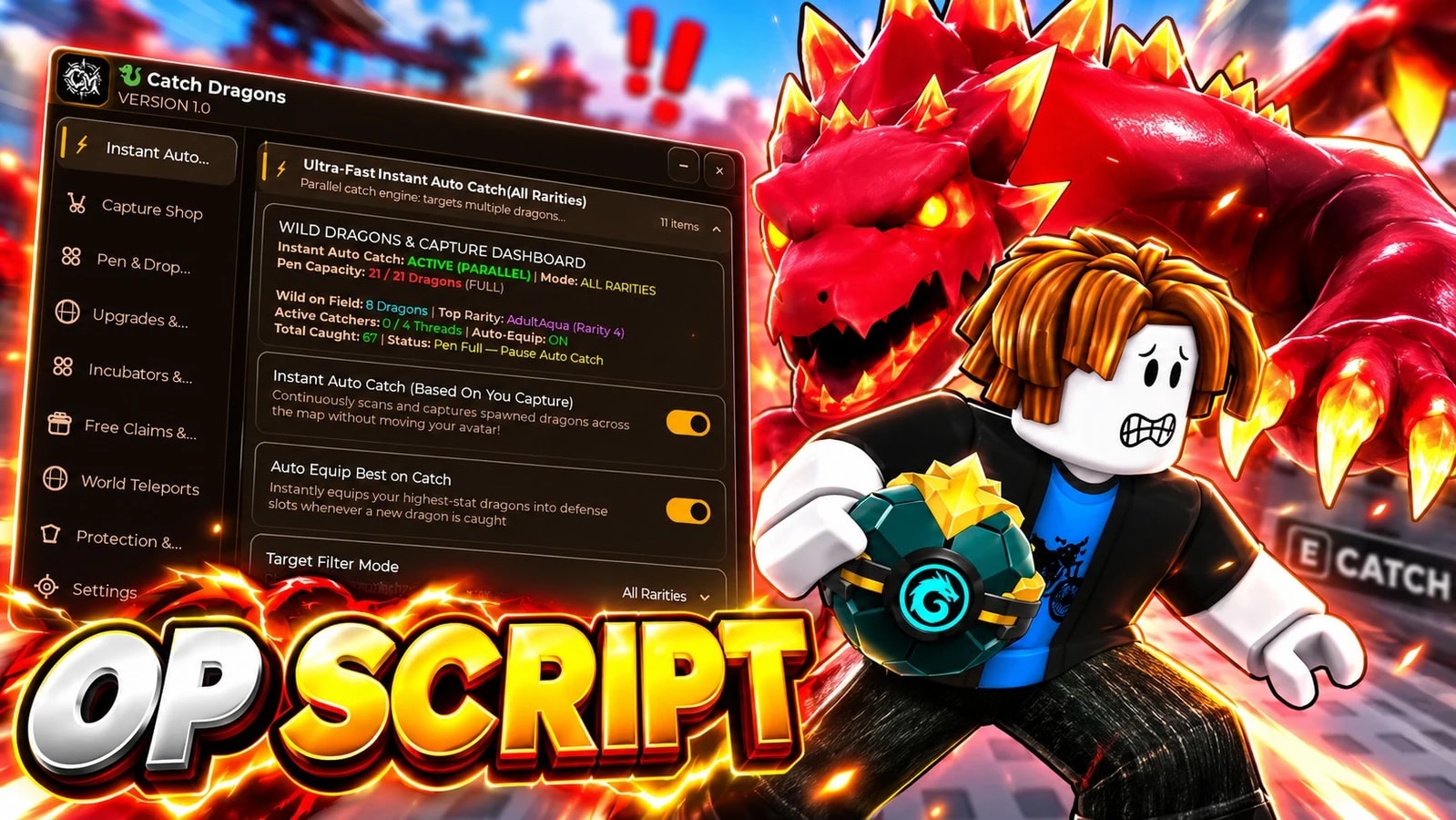 INSTANT AUTP CAPTUSE PETS + AUTO COLLECT + AUTO UPGRADE+MORE