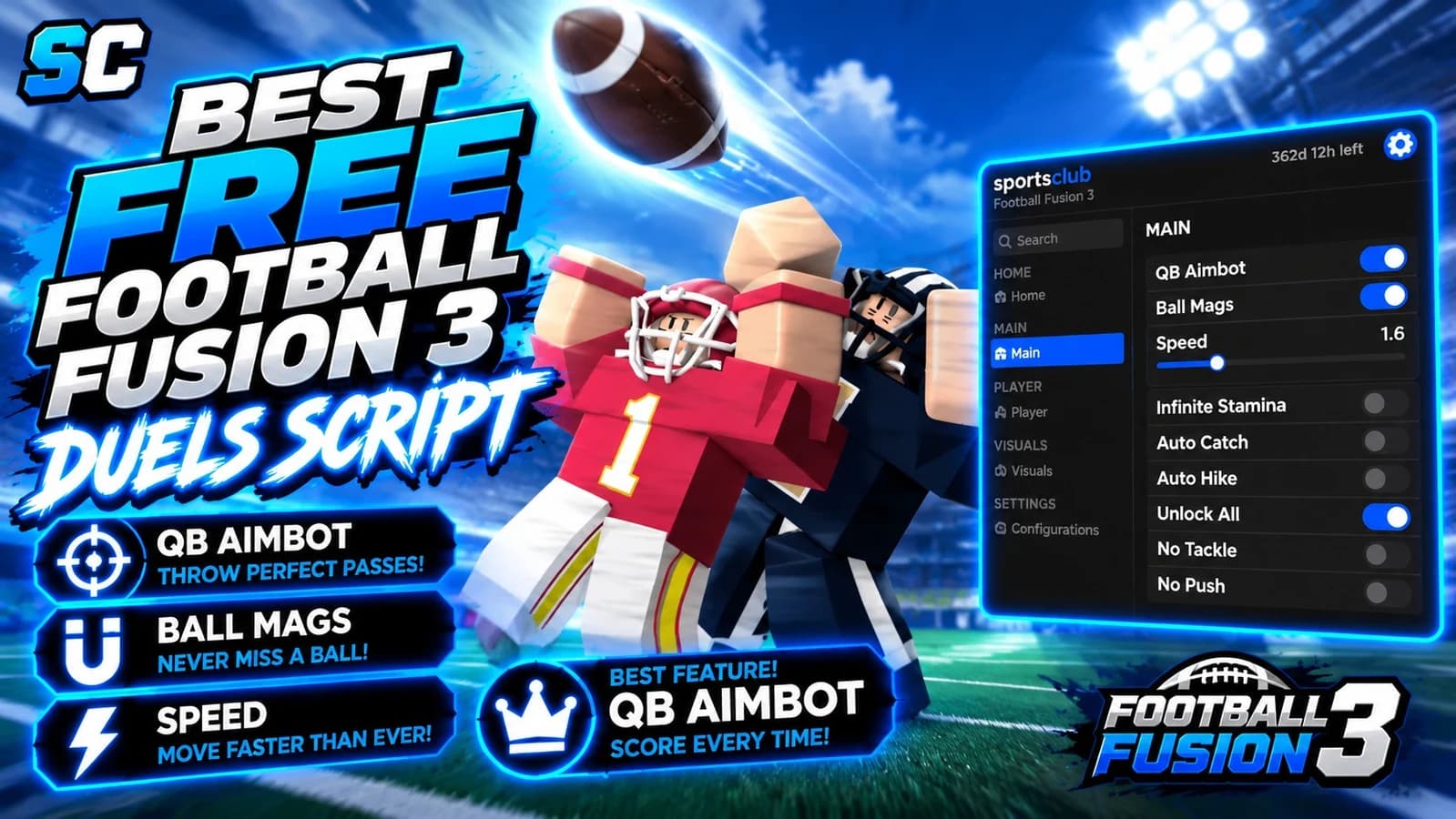 Free Football Fusion 3 Script | Mags, QB Aimbot, Unlock All