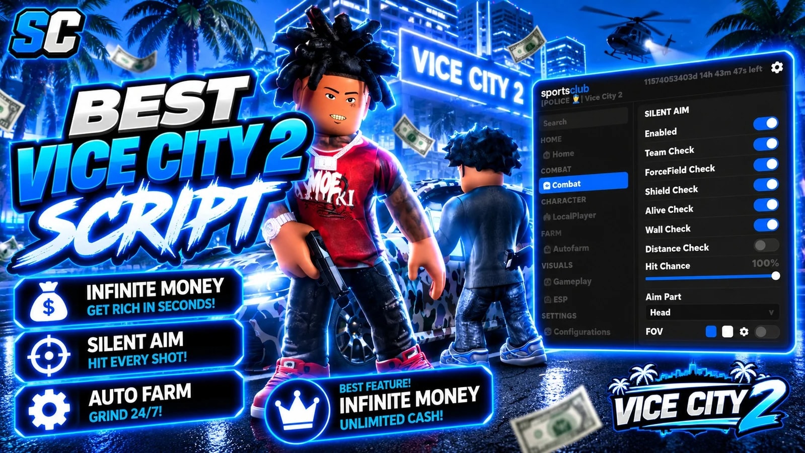 Free Vice City 2 Script | Infinite Money, Silent Aim, Farms