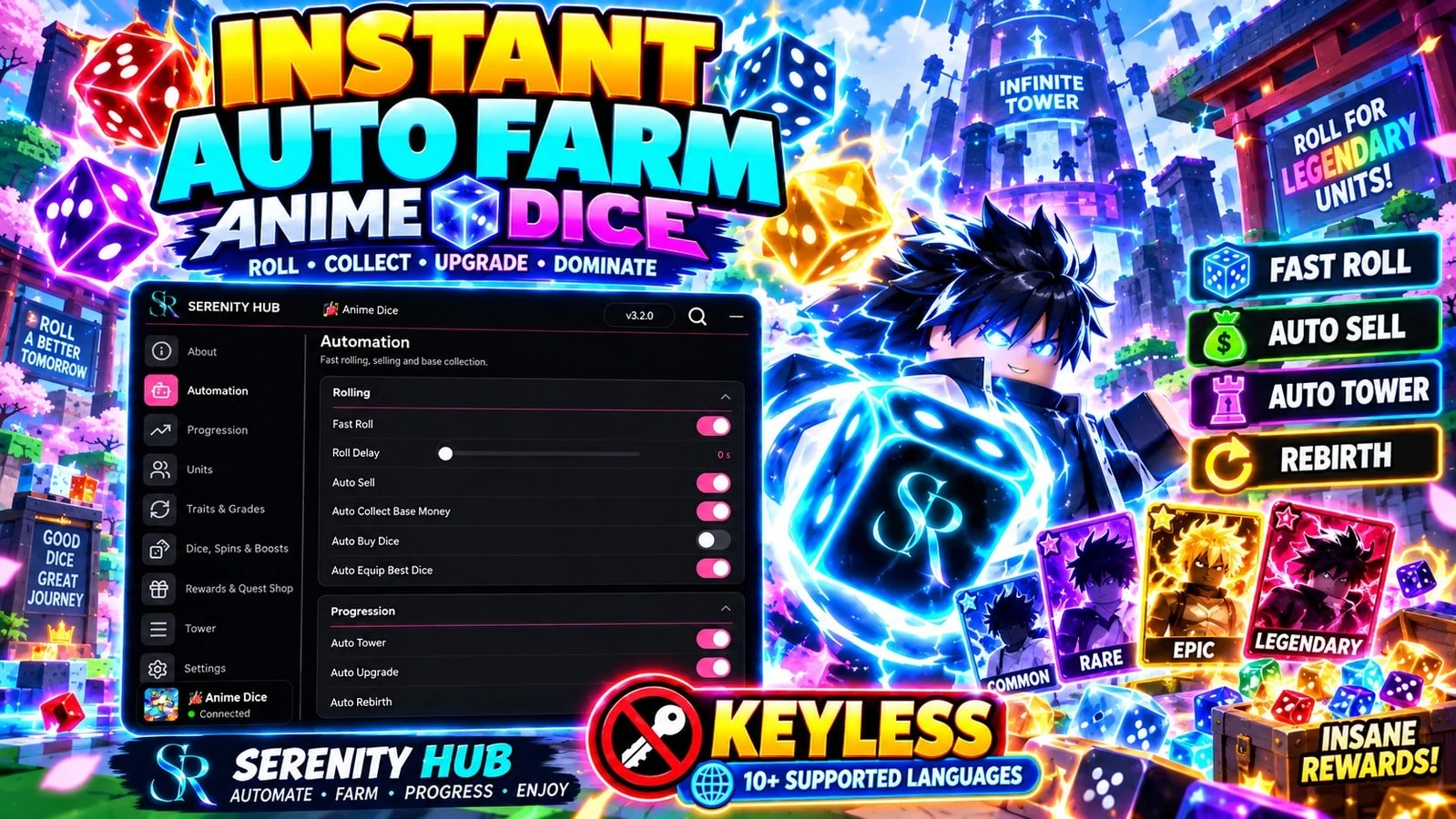 π₯ INSANE AUTO FARM! FAST ROLL + AUTO SELL + INSTANT TOWER