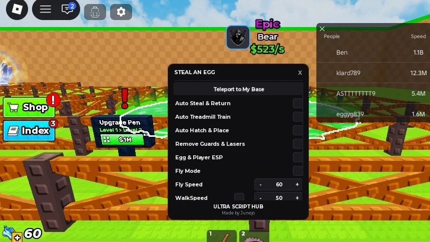 instant steal , remove guard , no clip , walkpseed, and more