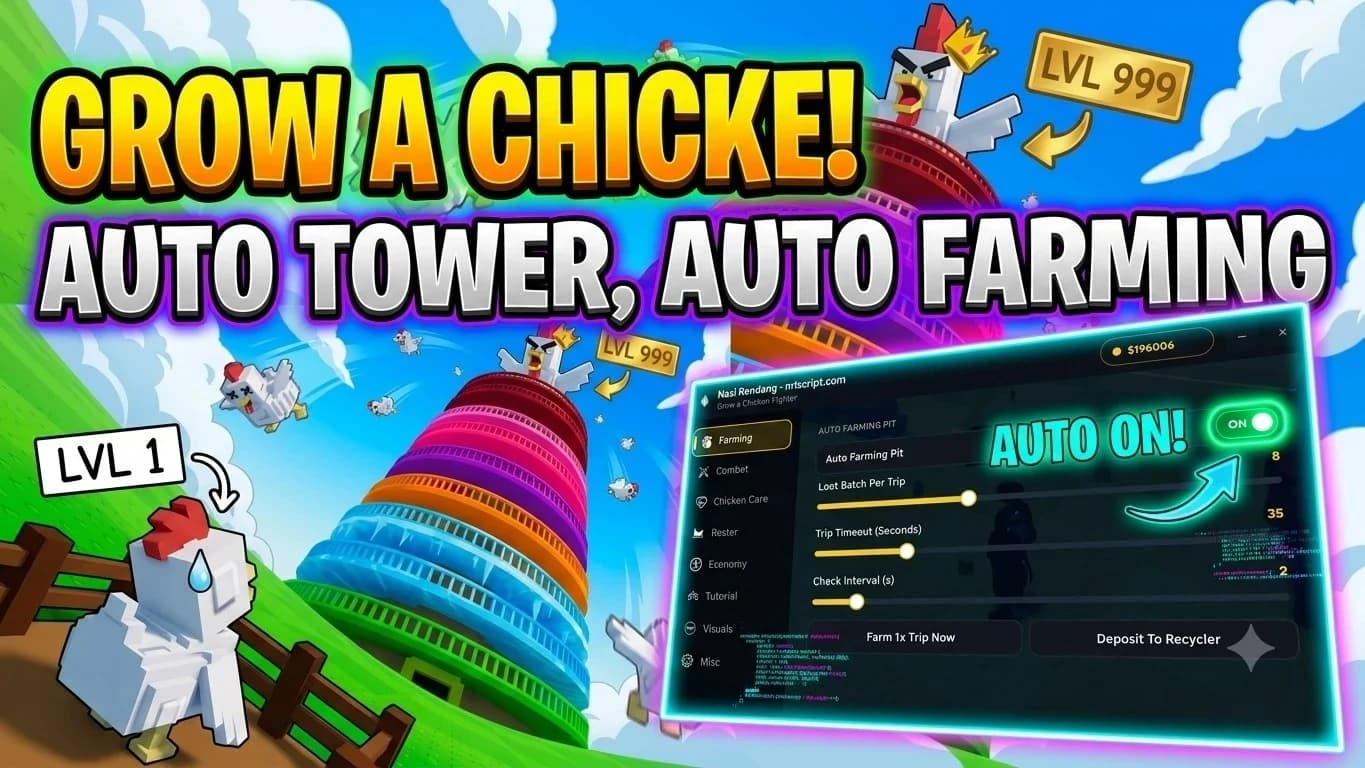 GROW A CHICKEN FIGHTER : AUTO TOWER, AUTO FARMING