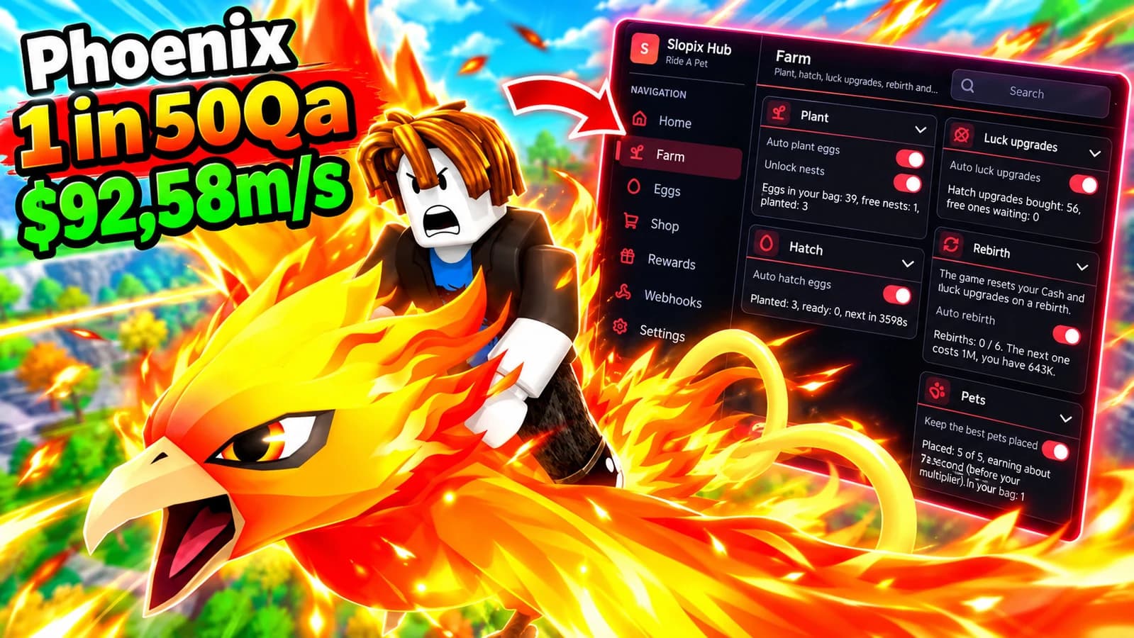 Slopix Hub | Fastest Egg Farm, Auto Hatch & Pets, No Key