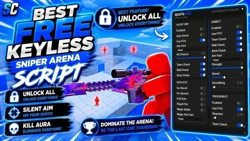 Free Sniper Arena Script | Unlock All, Kill All, Silent Aim