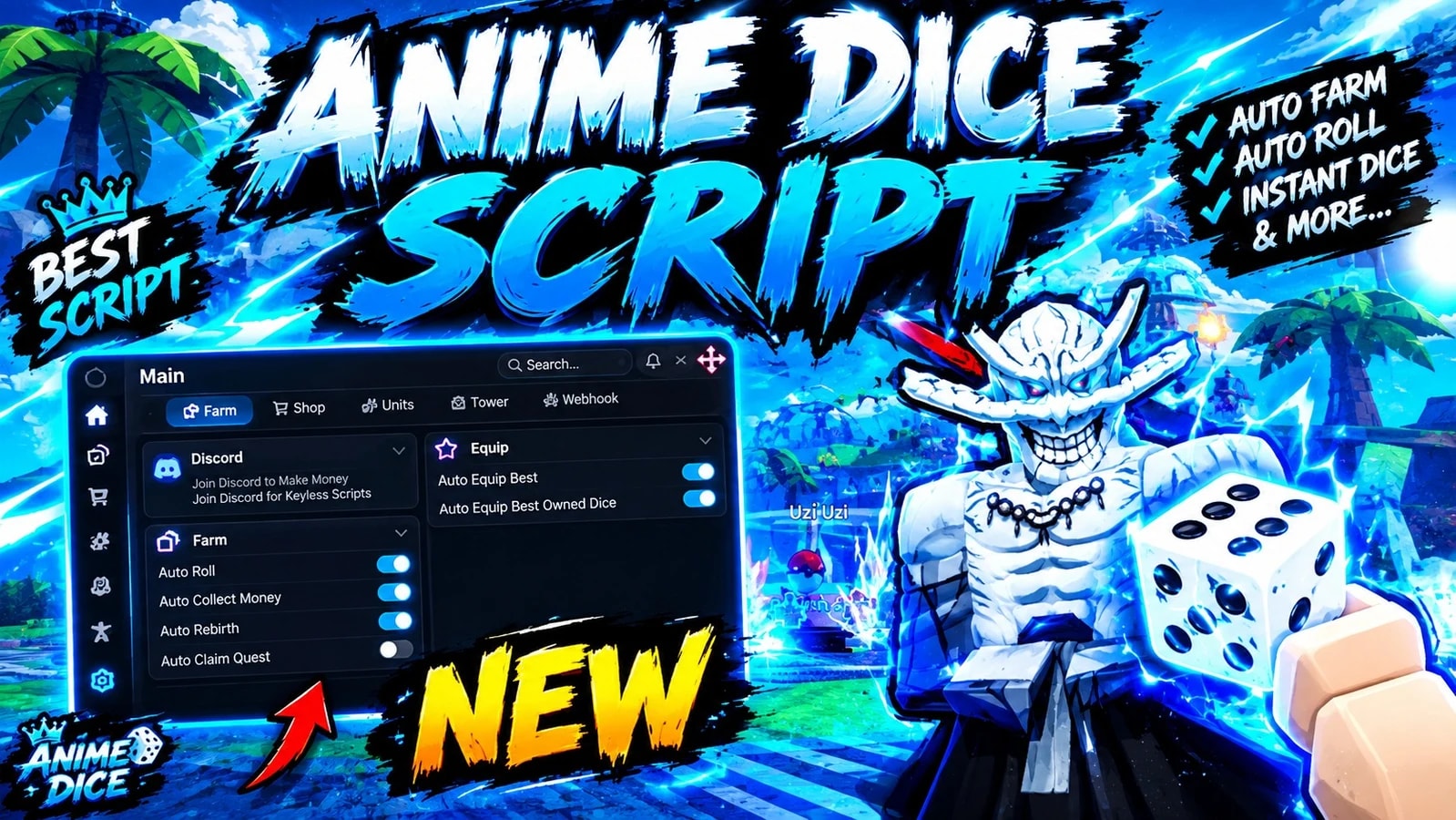 ⚙️Anime Dice Script | Auto Farm, Auto Roll,Auto Tower & More