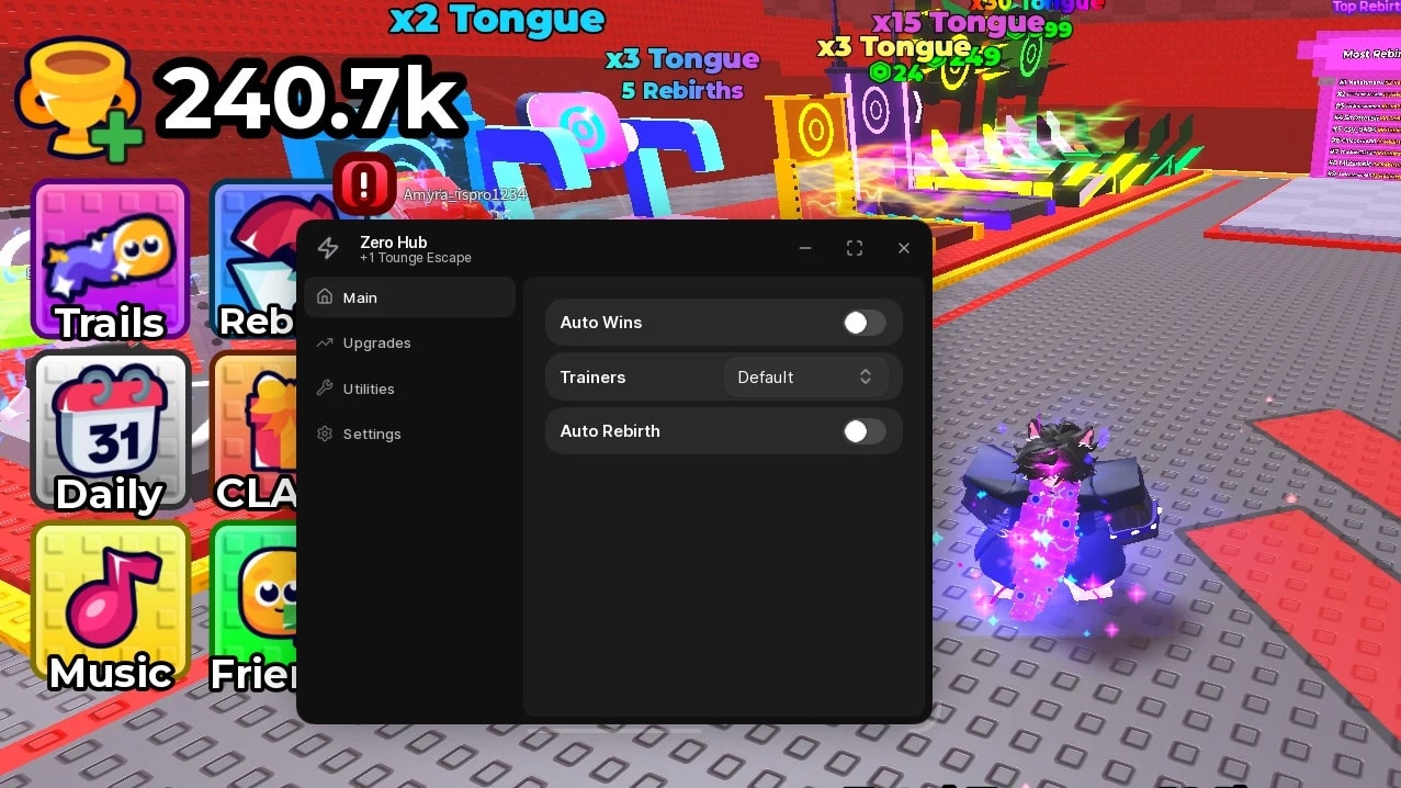 Zero Hub | +1 Tounge Escape | Auto Wins & Rebirth