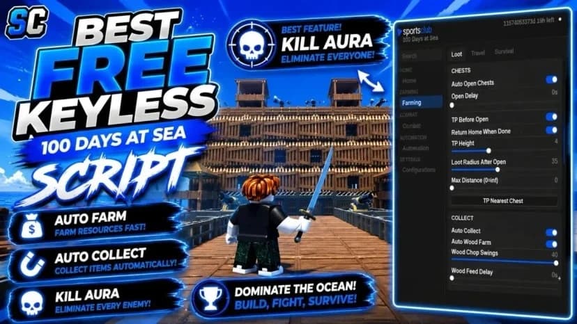 Free 100 Days At Sea Script | Auto Farm, Godmode, Kill Aura