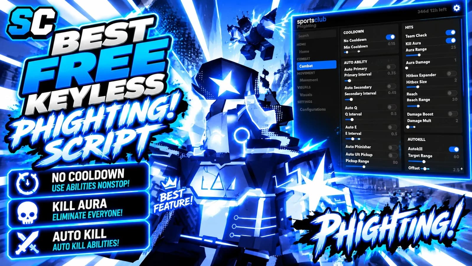 Free PHIGHTING! Script | No Cooldown, Auto Kill,
