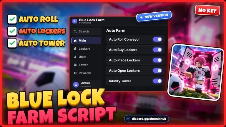 Blue Lock Farm script with Auto Roll, Auto Buy Lockers, Auto