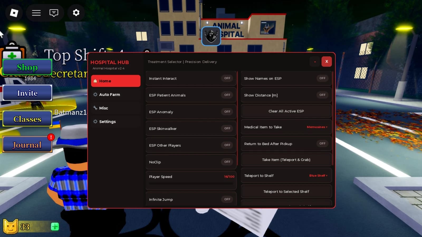 Auto Farm, ESP, No Clip, Auto Select