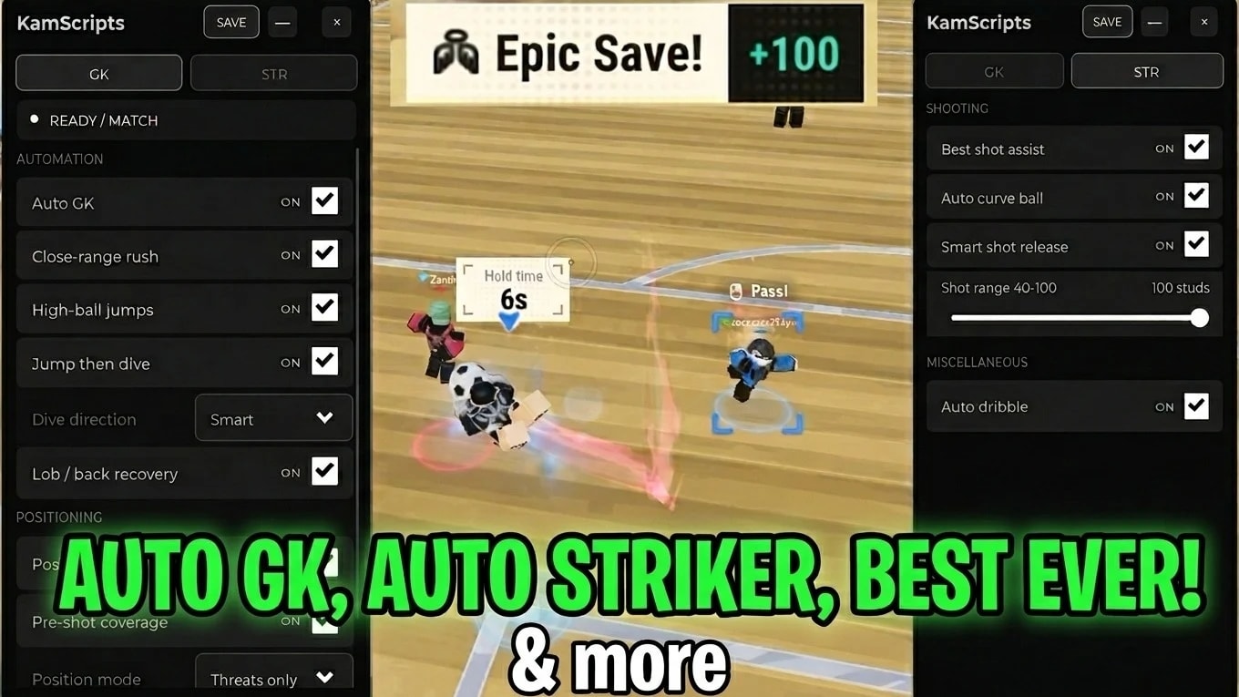 Auto GK, Auto Score, Auto Curve, Perfect Shot & More