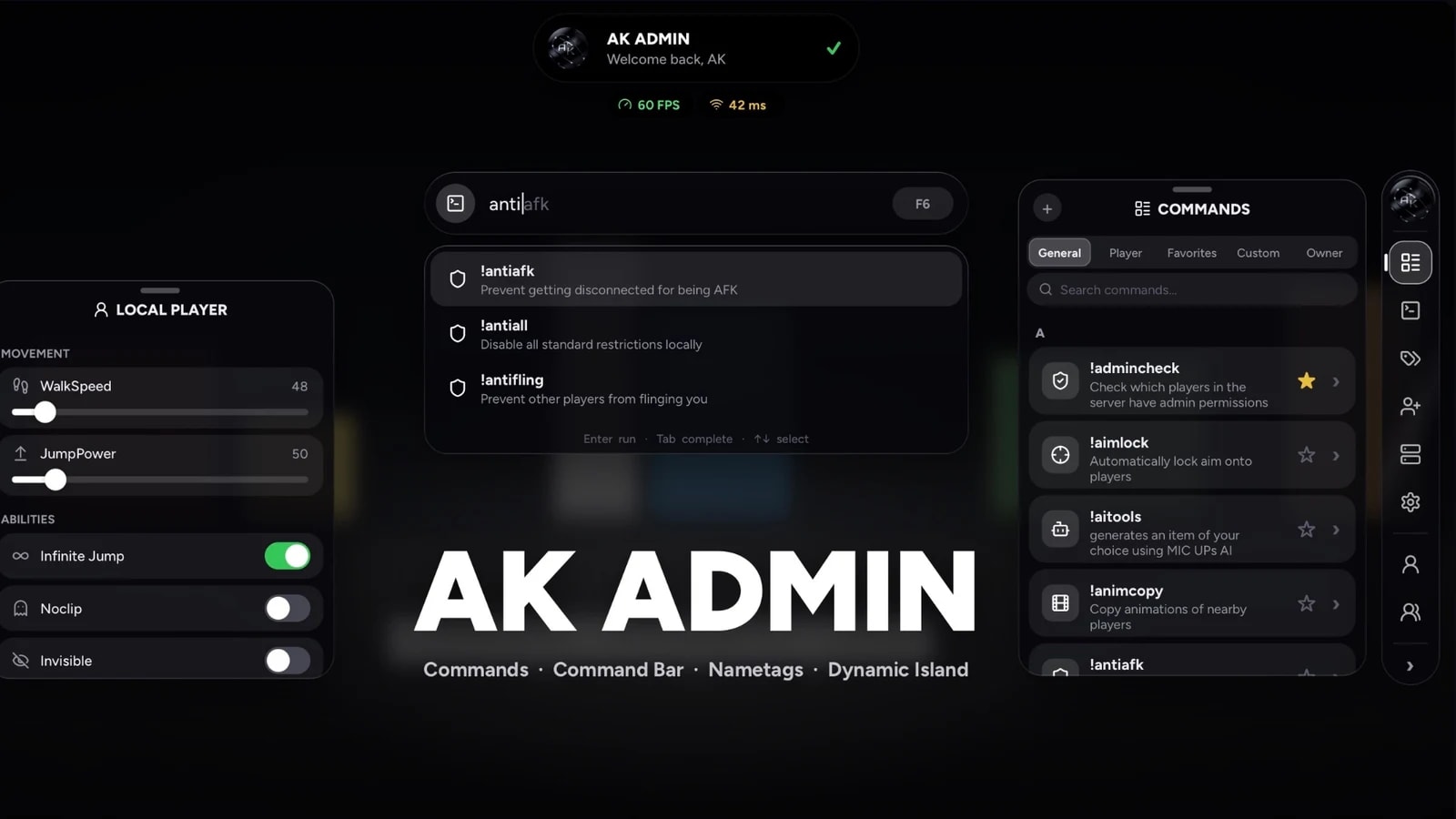 AK ADMIN | 130+ UNIQUE COMMANDS
