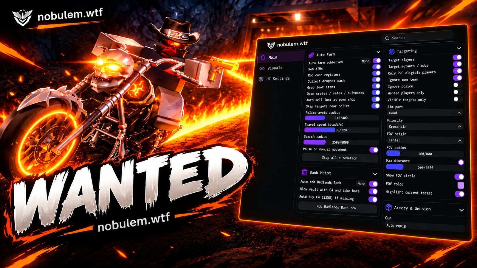nobulem.wtf | Auto farm robberies | Auto Rob bank