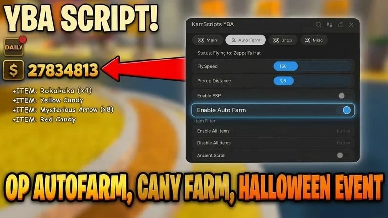 Auto Candy Farm, OP Autofarm, Fly & Item ESP