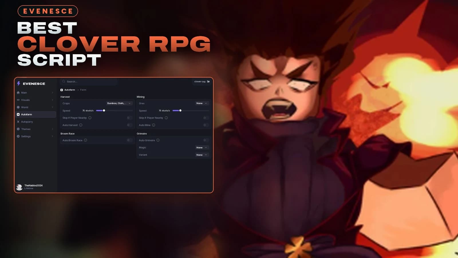 Free Clover Rpg Script, Auto Grimoire, Auto missions n more.