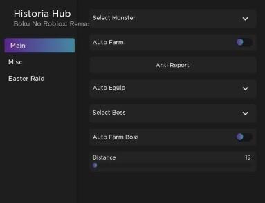 Preview of OP Boku No Roblox GUI (Historia Hub)